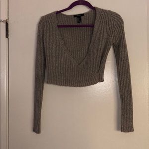 Forever 21 Low Cut Cropped Wrap Sweater